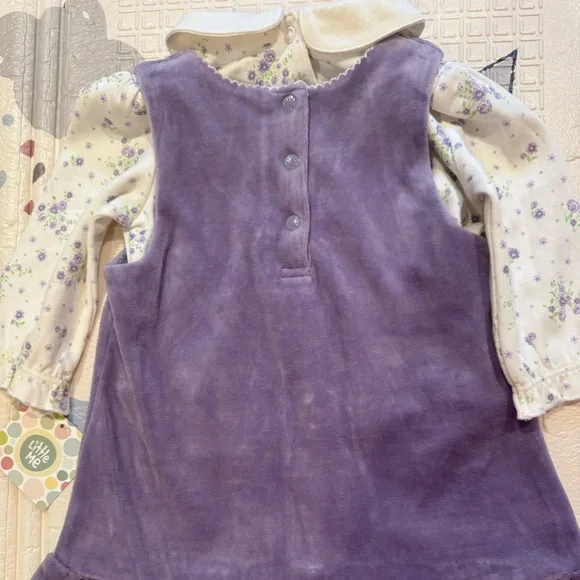 90s Little Me Lavender Peter Pan Collar Embroidered  Jumper Floral Blouse NWT - Picture 9 of 13